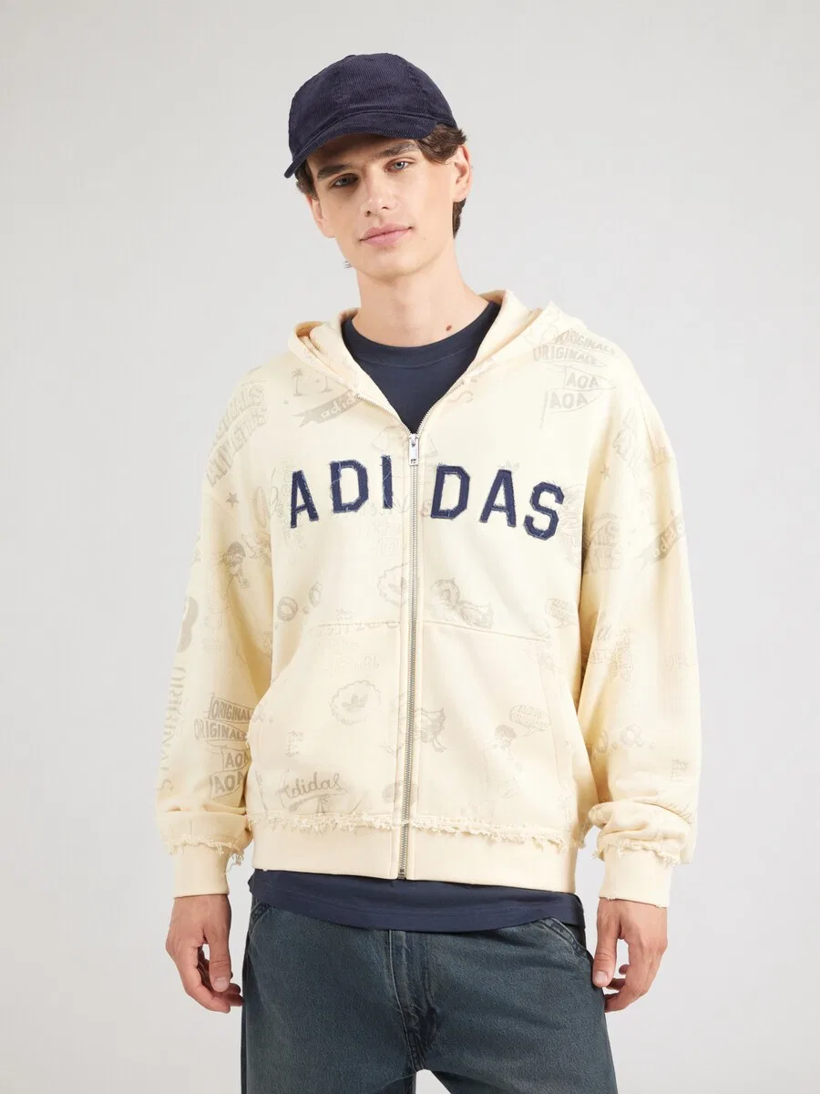 Худи на молнии ADIDAS ORIGINALS 'AOA' бежевого цвета, Kitt — фото 2