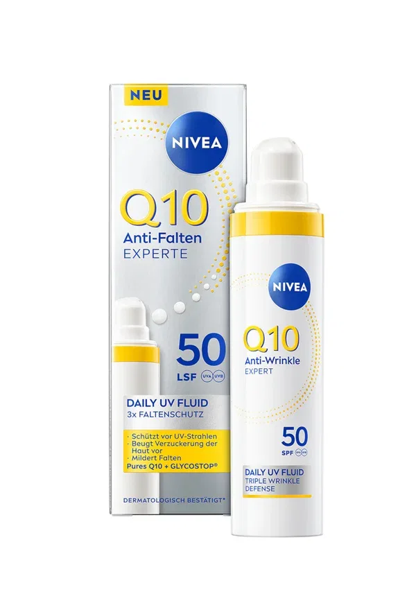 Дневной флюид для лица SPF 50 Q10 anti-falten experte daily uv fluid lsf 50 Nivea 40 мл