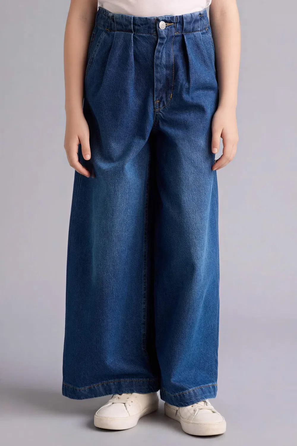 Джинсы-клеш широкие хлопковые Girl wide leg jeans Defacto, синий — фото 3
