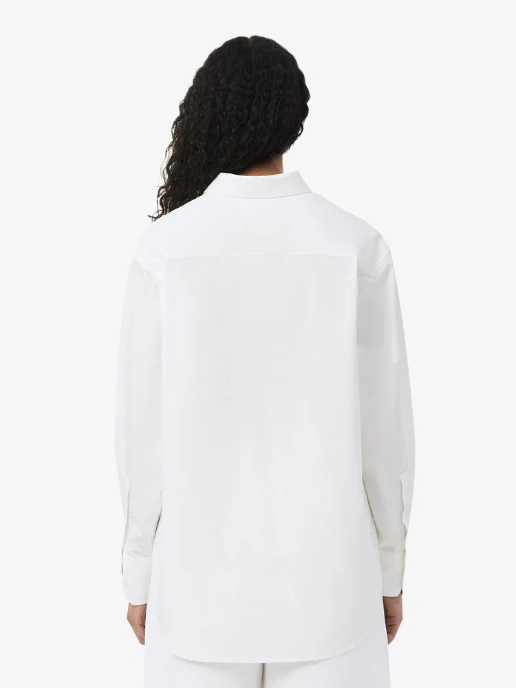 Рубашка оверсайз LACOSTE White, Классическая модель, Белый — фото 3