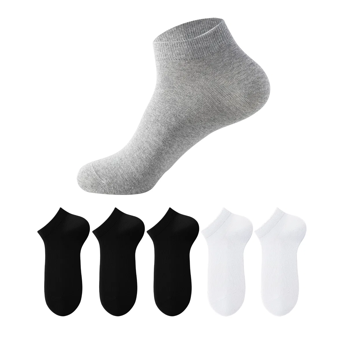 Детские носки-невидимки, комплект из 5 пар, 3 черные и 2 белые, No Show Socks, MIIOW