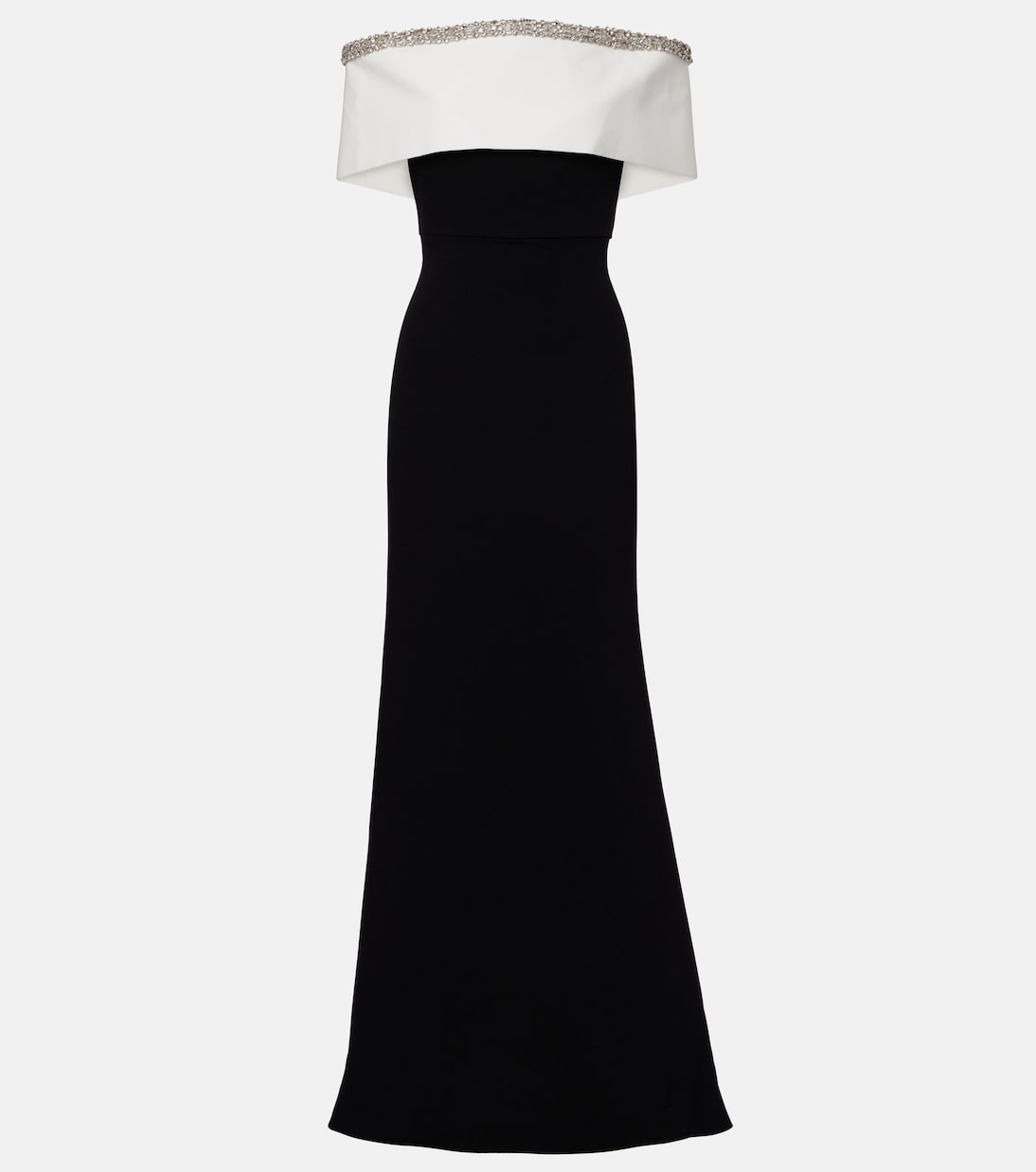 

Платье из креп-сатина с открытыми плечами, украшенное декором Roland Mouret, Monochrome