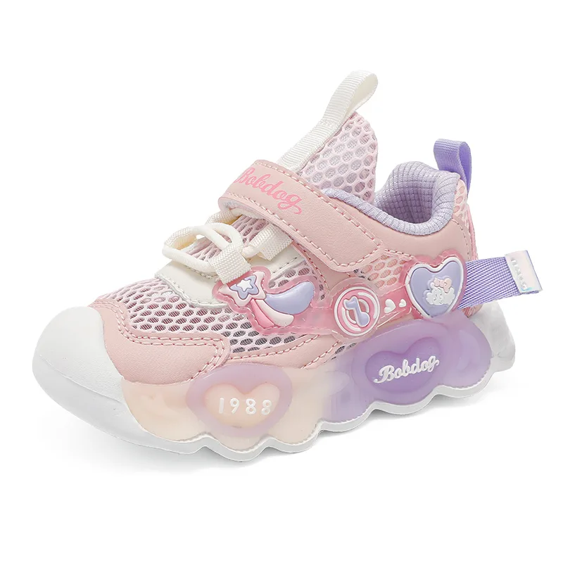 Детские противоскользящие износостойкие поддерживающие кроссовки BOBDOG, Soft Pink/Dream Purple — фото 3