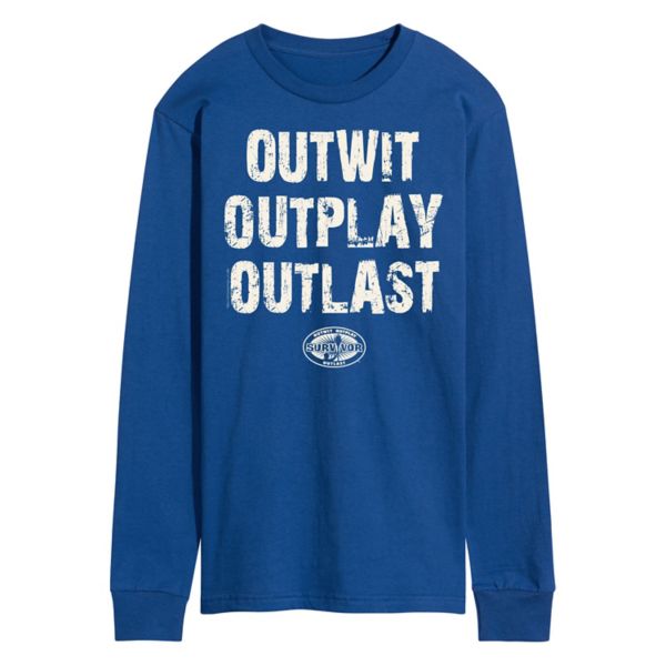 

Мужская футболка с графическим принтом Survivor Outwit Outplay Outlast Licensed Character, синий