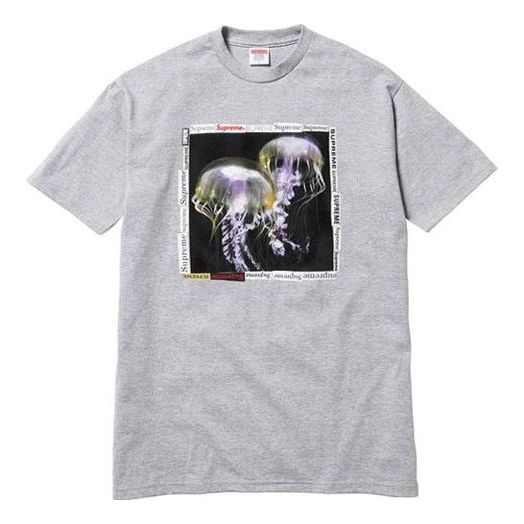 

Футболка ss18 jellyfish tee heather grey printing short sleeve gray Supreme, серый