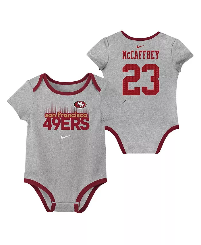 Боди для мальчиков и девочек с именем и номером Christian McCaffrey San Francisco 49ers, набор из 3 штук Nike — фото 4
