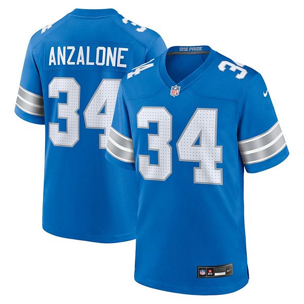 

Мужская игровая футболка Detroit Lions синего цвета Alex Anzalone Nike