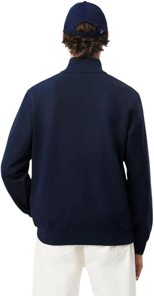 Мужская толстовка Lacoste из коллекции Core, стандартного кроя, классическая, на молнии, с высоким воротником, темно-синий — фото 3