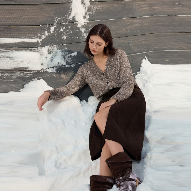 

ELLE Кардиган женский V-образного выреза Coffee