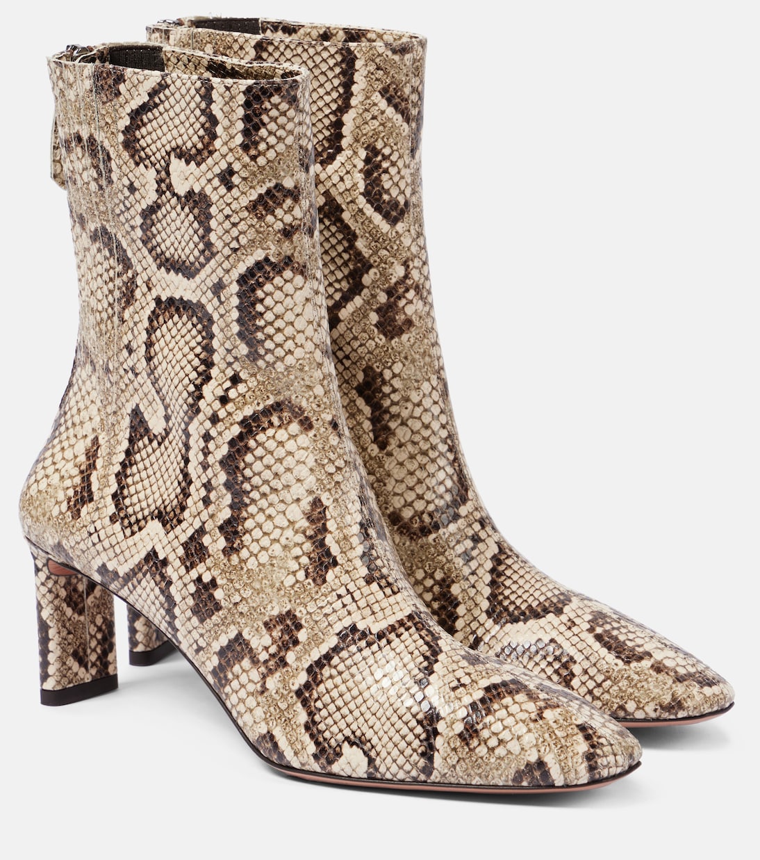 Ботильоны из кожи с эффектом змеиной кожи Aquazzura, Natural Roccia