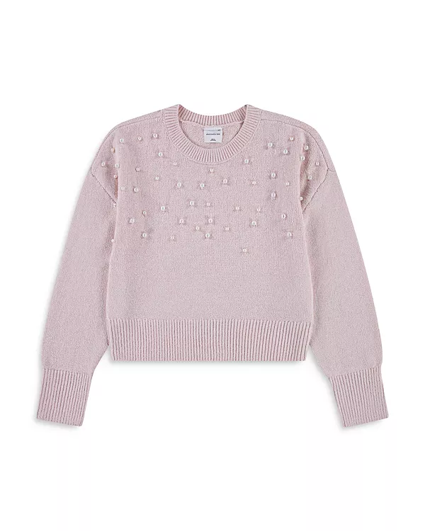 

Блестящий свитер с круглым вырезом для девочек - для малышек и для детей постарше Abercrombie Kids, розовый