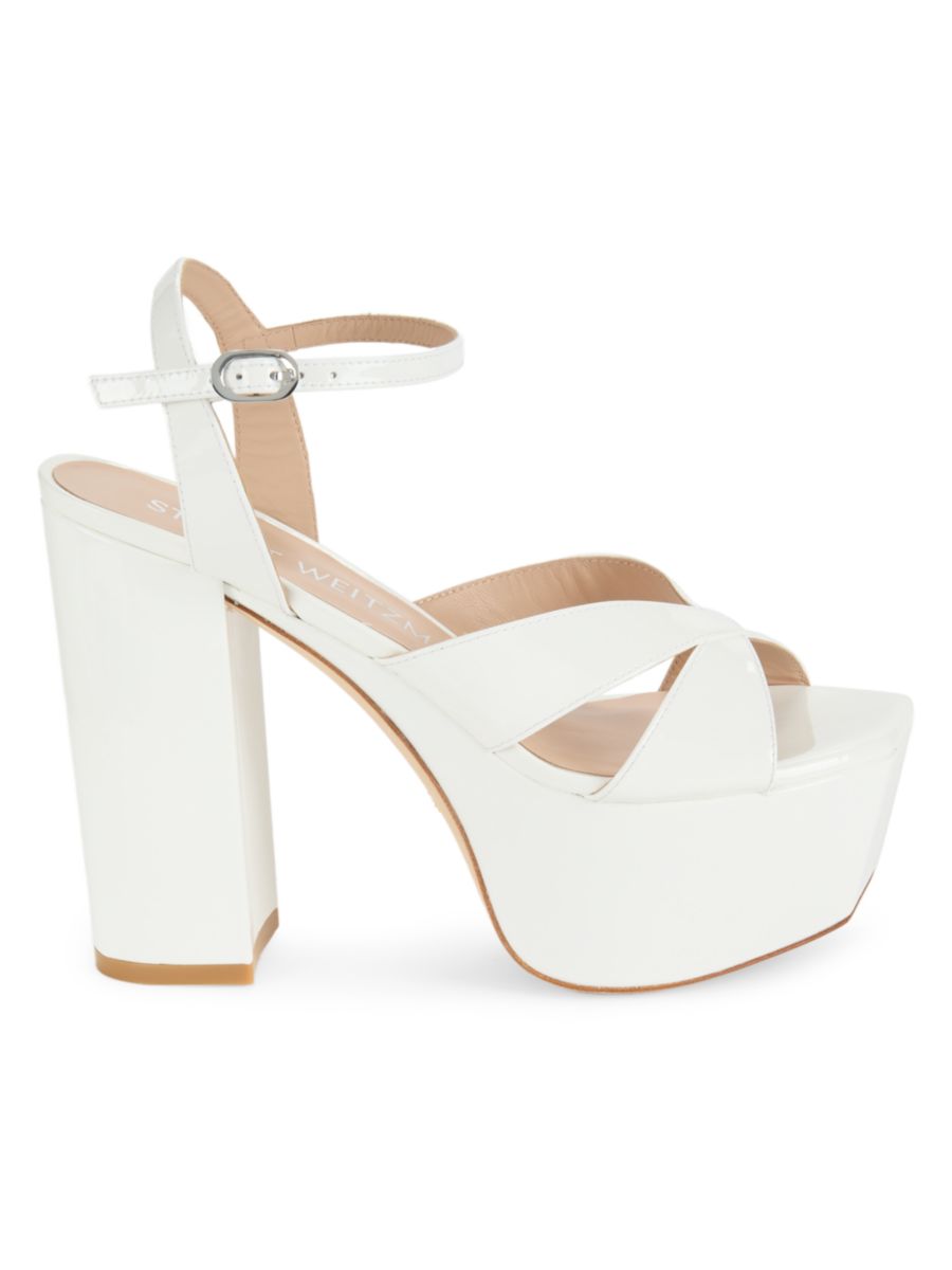 Сандалии на блочном каблуке Miami Stuart Weitzman, белый