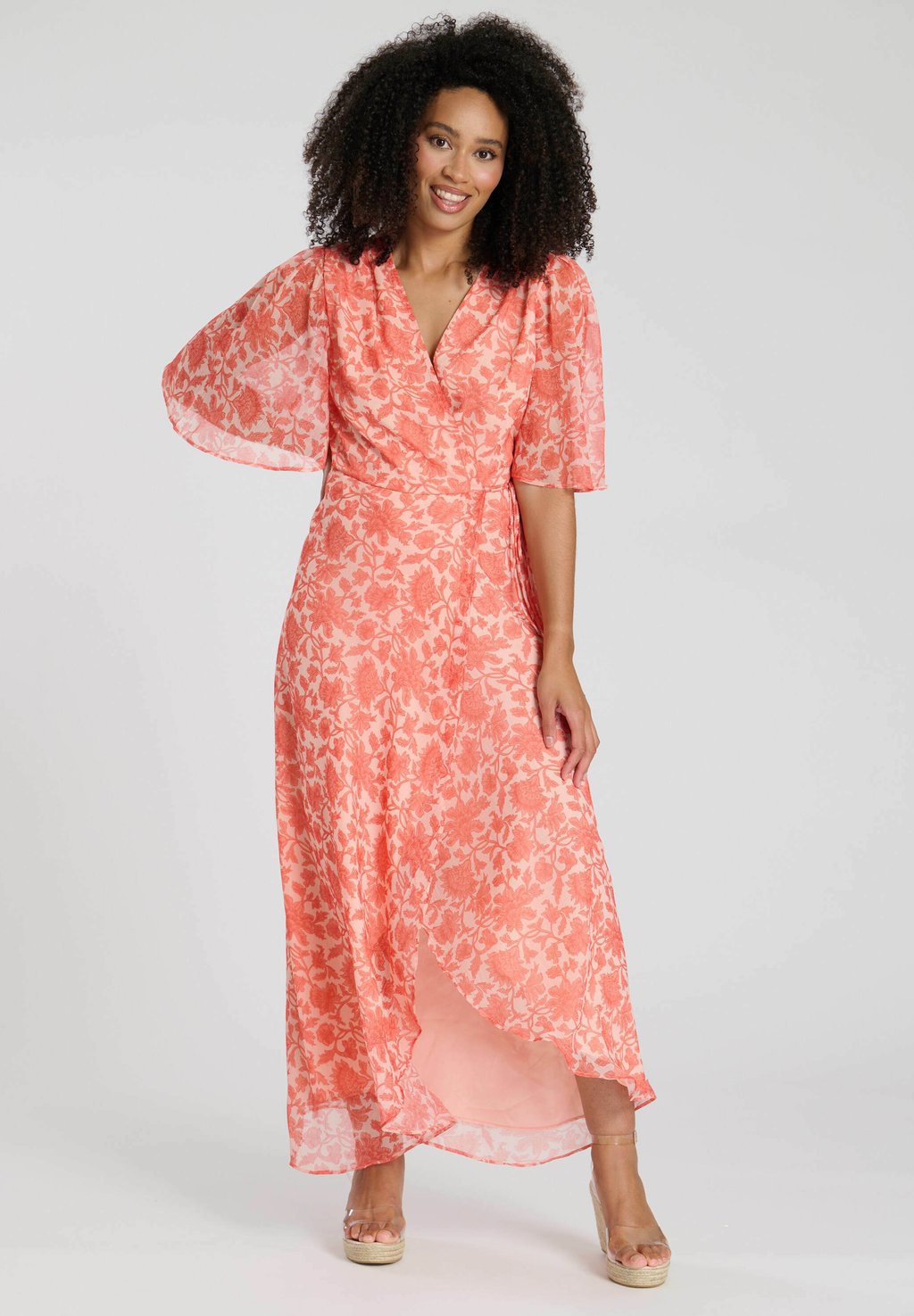 

Платье макси SHORT SLEEVE WRAP South Beach, коралловый