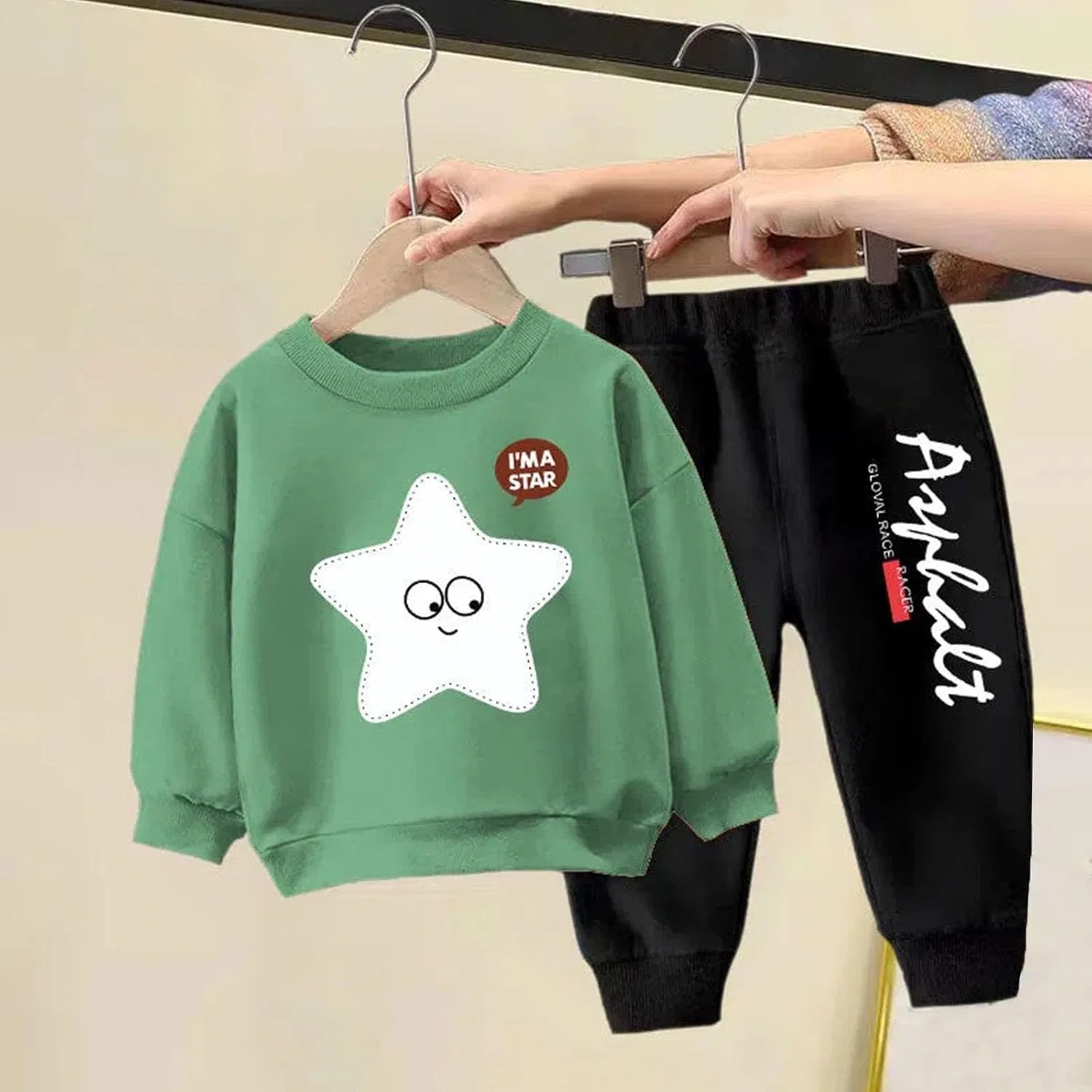 Детский спортивный костюм 2 предмета, вязаный, K-433 Lime Green — фото 2