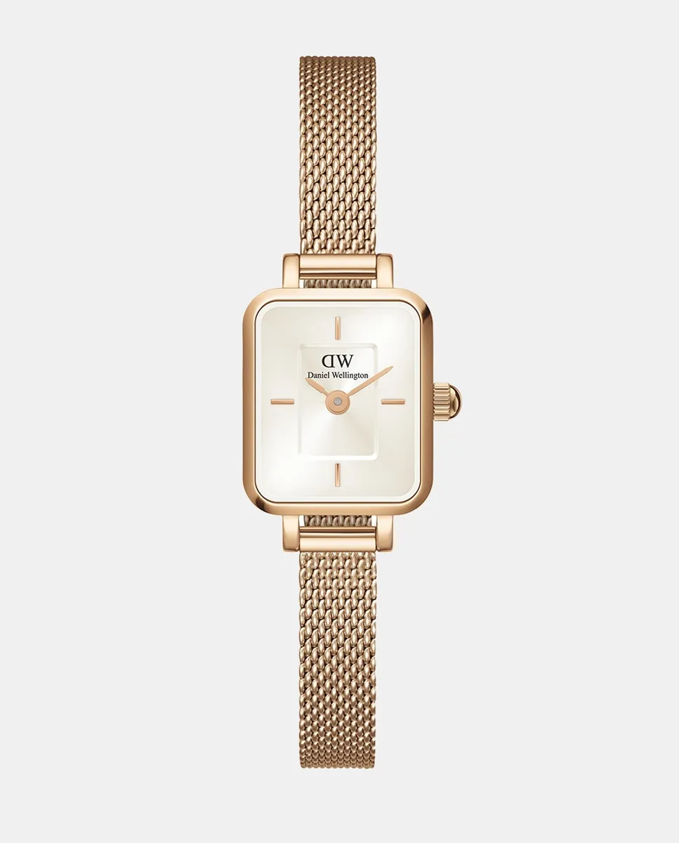

Quadro Mini DW00100651 женские часы в розовой стальной сетке Daniel Wellington, розовый