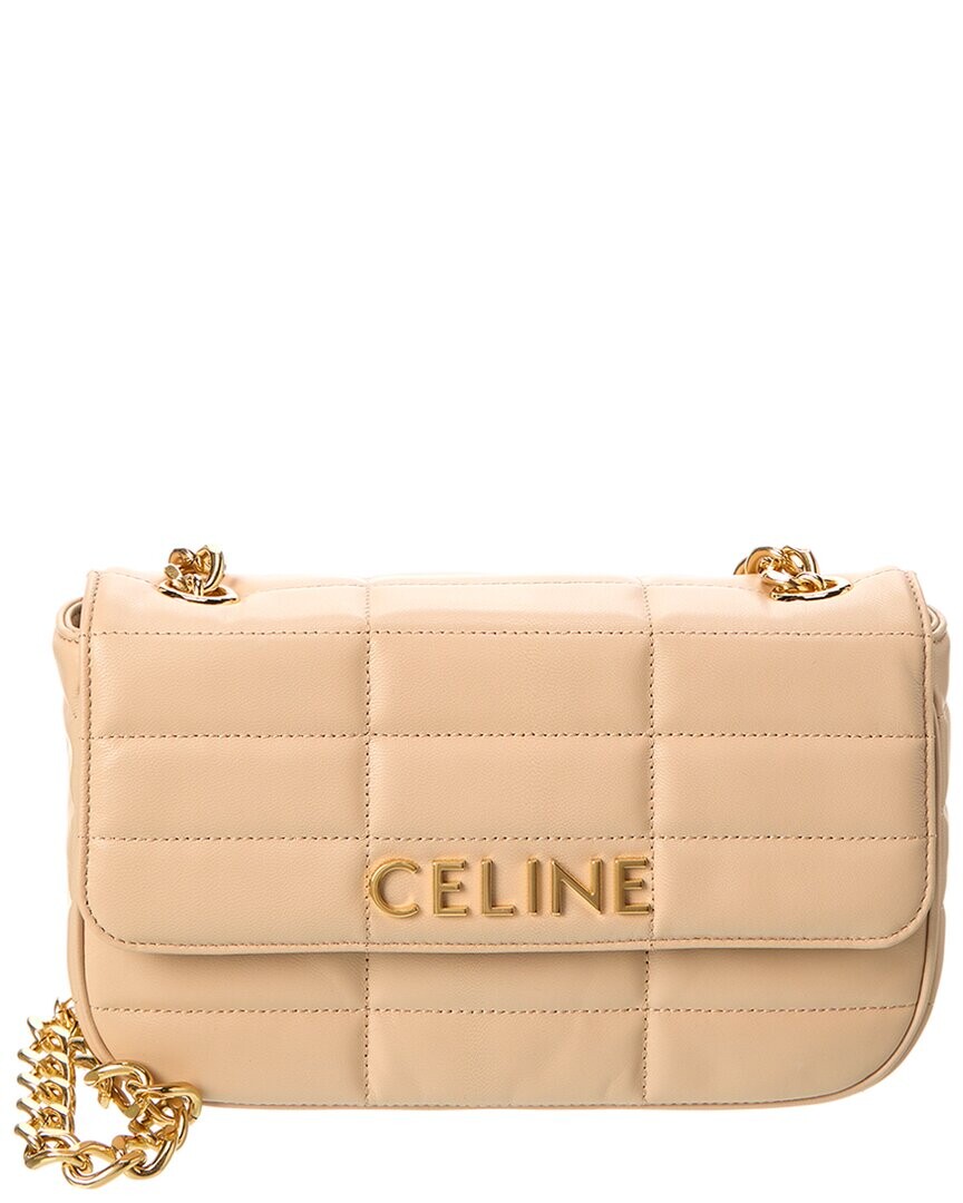 

CELINE Монохромная стеганая кожаная сумка на плечо, коричневый