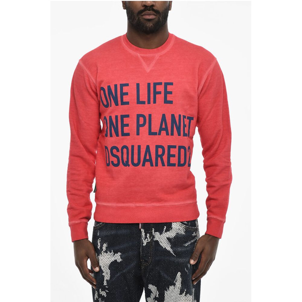 

Хлопковая толстовка с круглым вырезом и крупным принтом спереди Dsquared2, Red