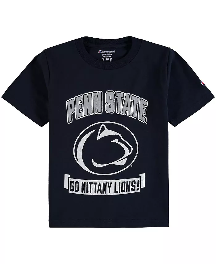 

Футболка Big Boys Navy Distressed Penn State Nittany Lions Strong с изображением талисмана Champion