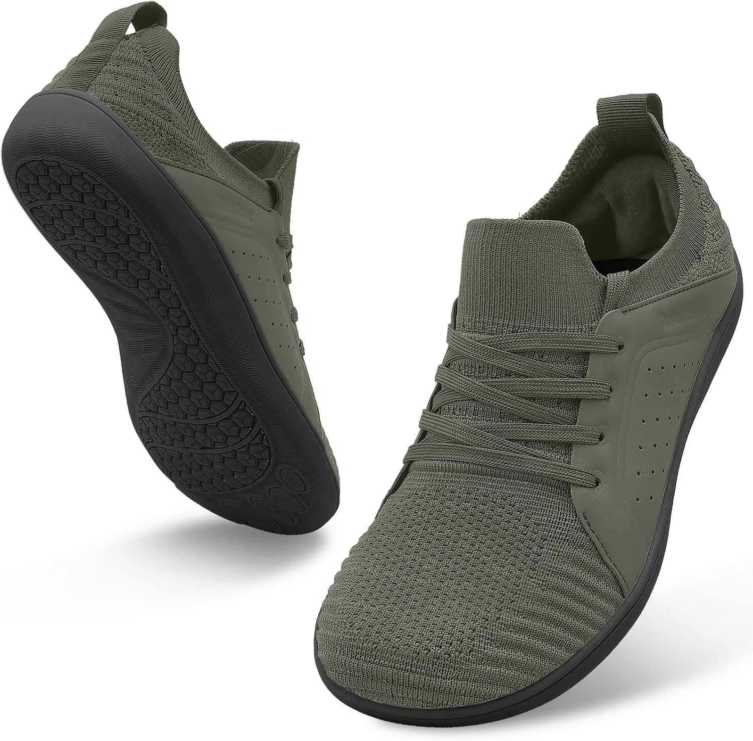 Мужские Босоножки relxfeet Минималистичные Кросс-Тренеры Обувь для Широкого Пальца Ходьба Обувь С Нулевым Каблуком Кроссовки для Беговых Троп, зеленый — фото 4