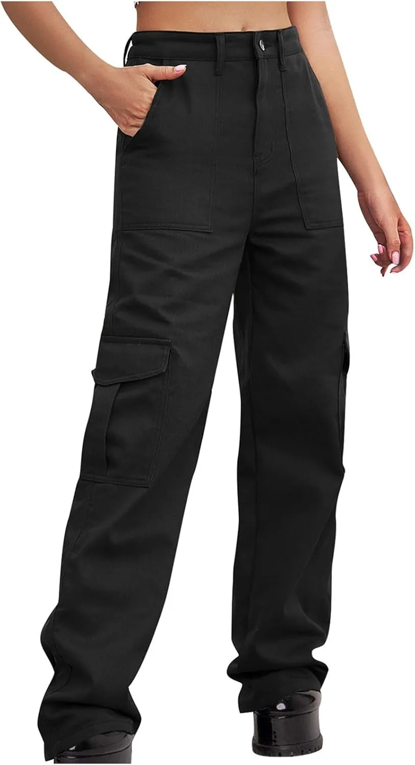 

Женские джинсы карго с высокой талией прямого кроя