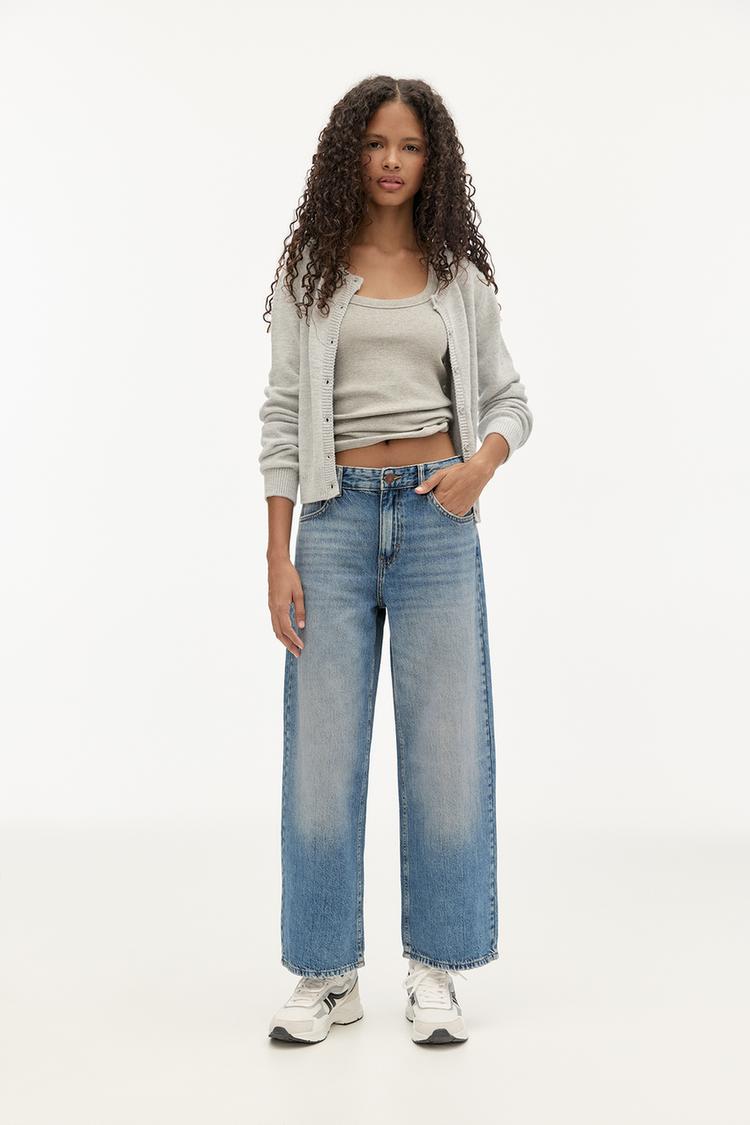 

Укороченные джинсы Wide-Leg Pull And Bear, синий