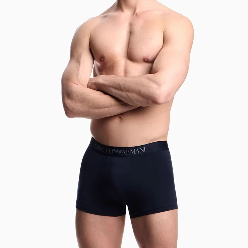 Боксеры из стрейч-джерси с логотипом Emporio Armani, темно-синие — фото 3