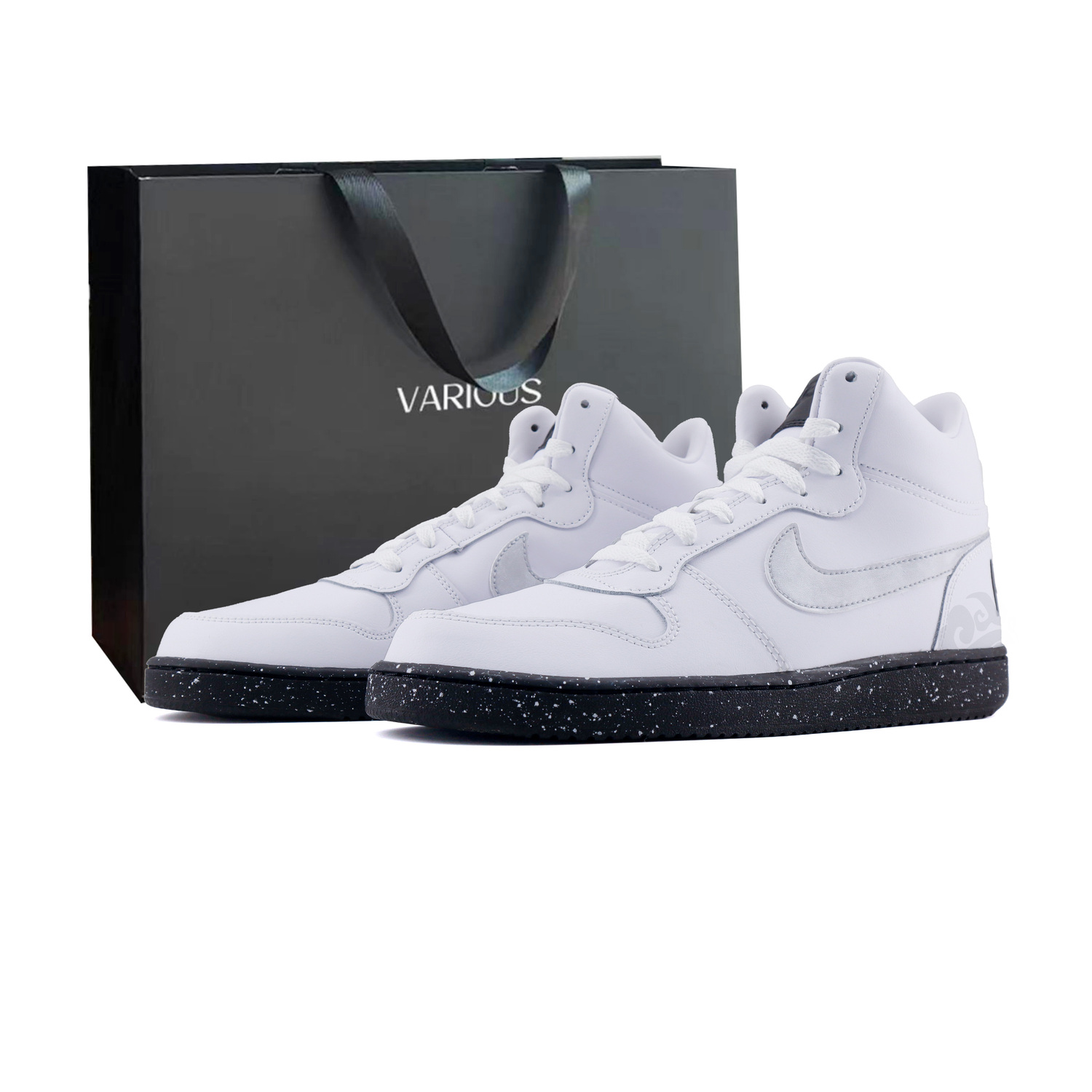 

Court Borough Gradient Pattern, Premium Shopping Bag Leather Thermal Abrasion Resistant Low top Nike, черный белый