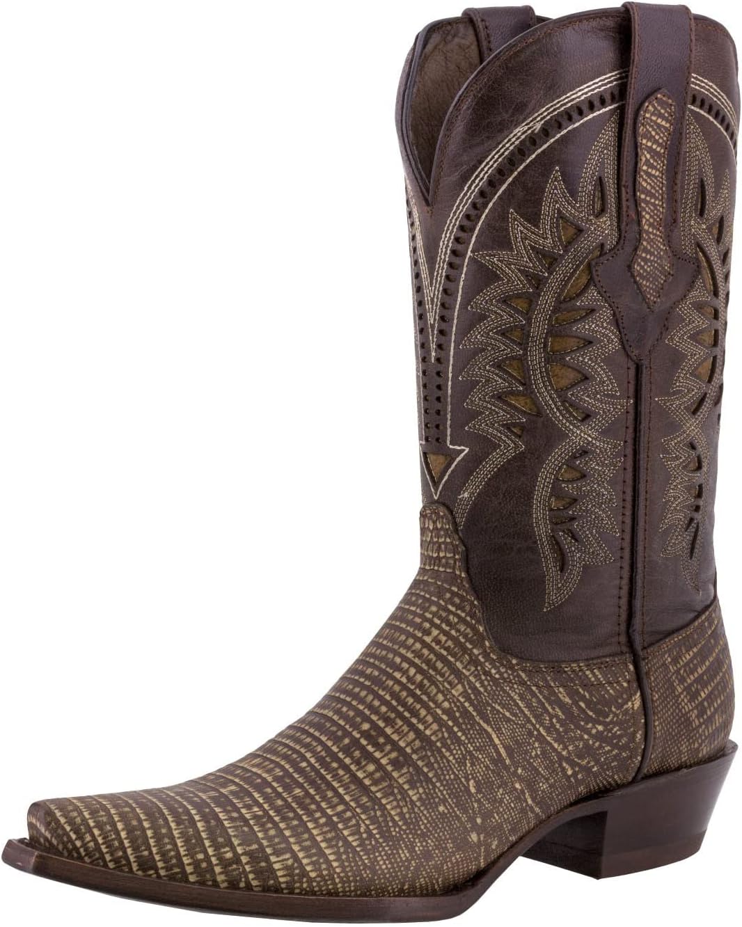 

Мужские ковбойские сапоги Texas Legacy Rustic Sand Western из кожи с тиснением под ящерицу, заостренный носок