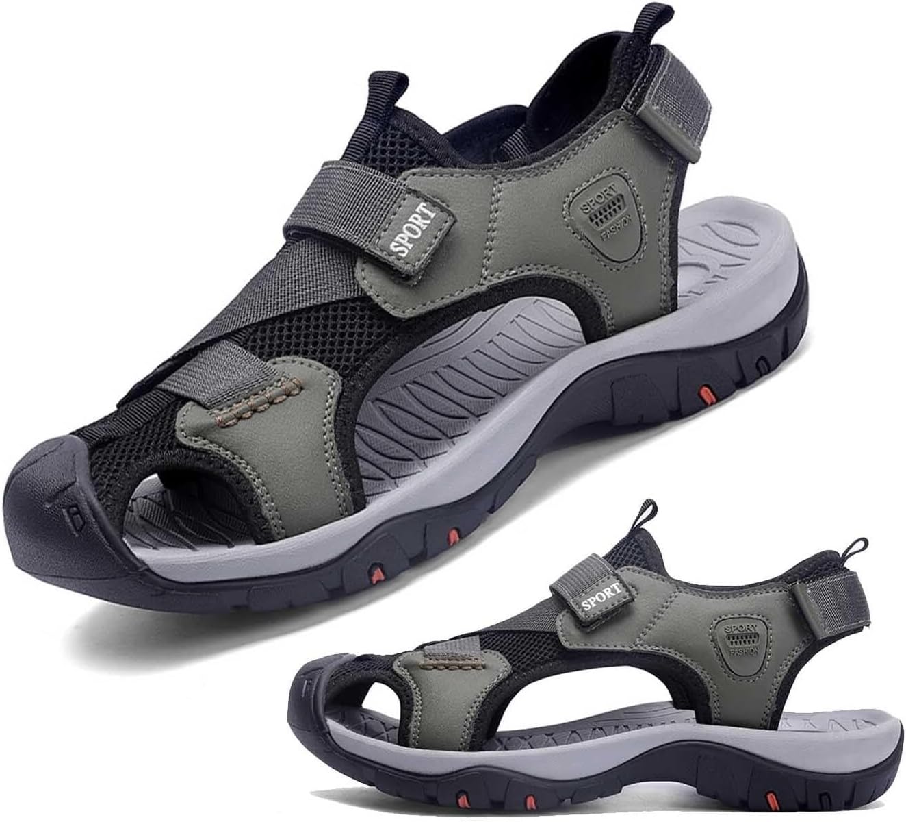 

Мужские сандалии DMGYCK с закрытым носком, спортивные, легкие, для треккинга и прогулок, водонепроницаемые, черные пляжные сандалии