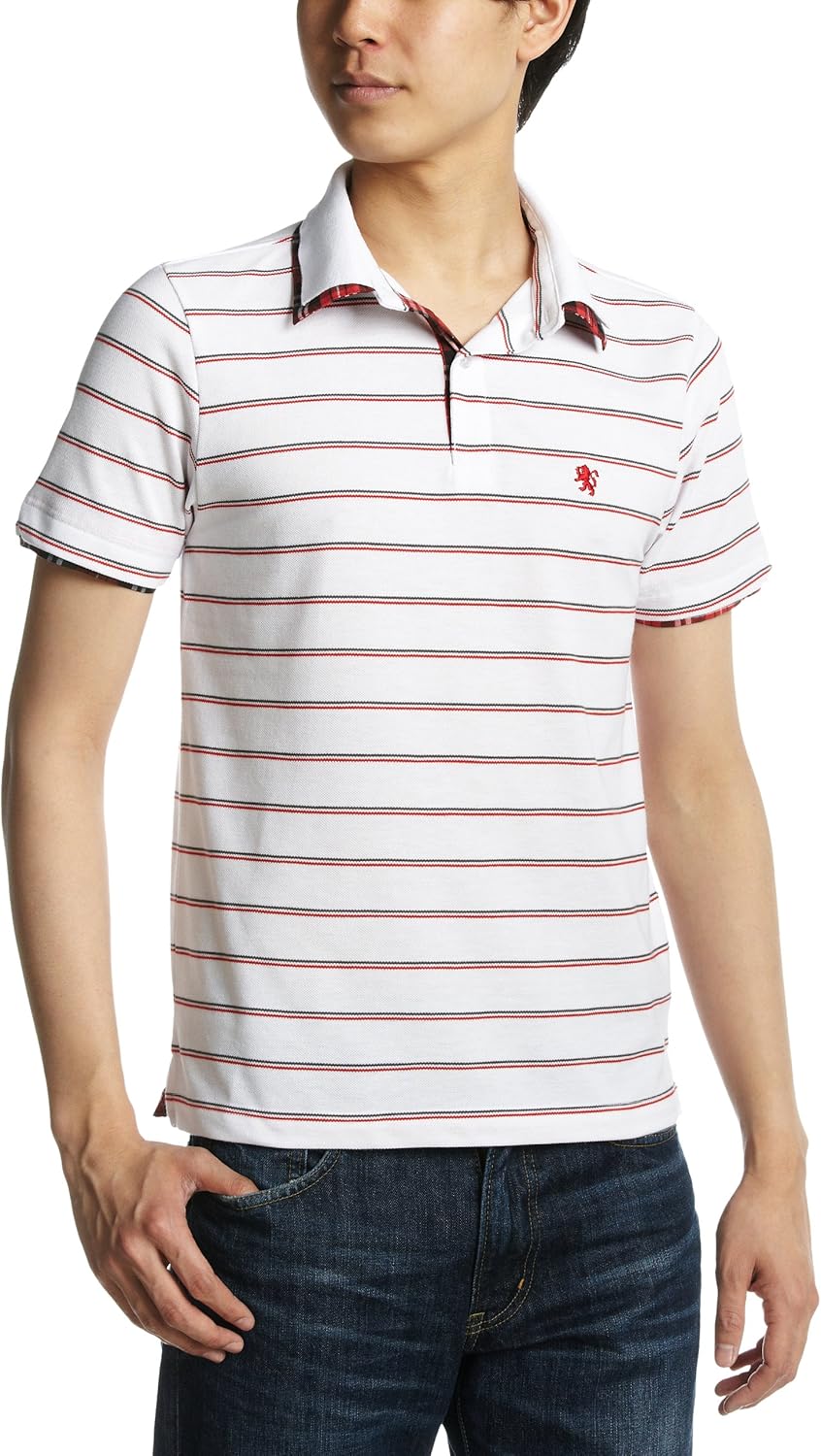 

Поло с двойным воротником и полосками из розового понка Pincponc