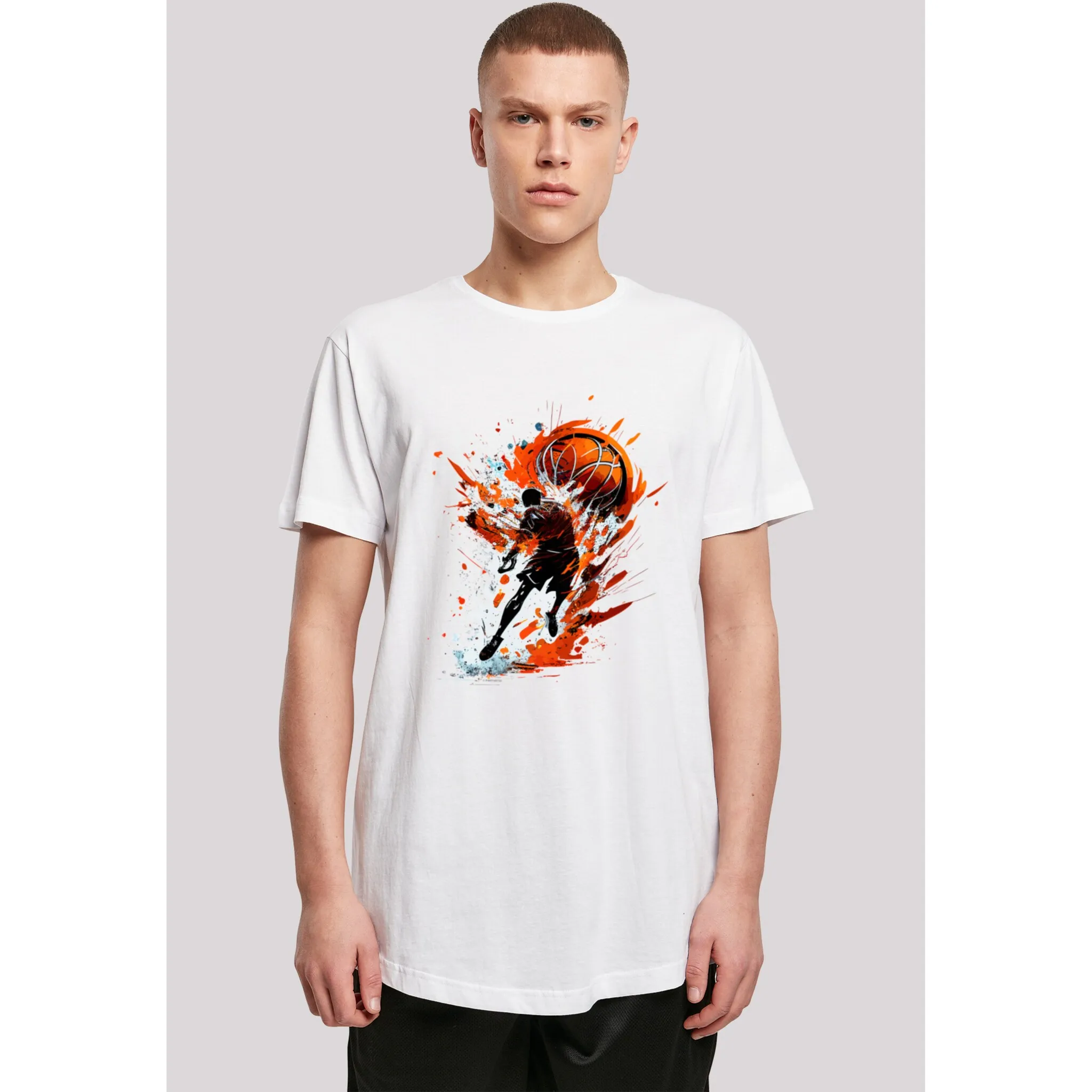 

F4NT4STIC Футболка "Basketball Splash Sport LONG", принт, белый