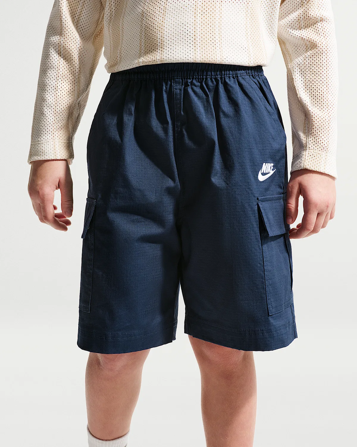 Детские шорты карго Nike Sportswear Club, Midnight Navy/White — фото 2