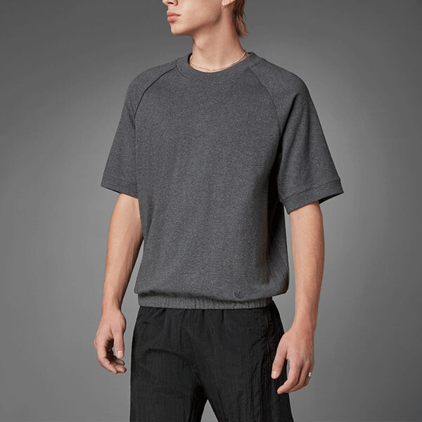 Футболка Men's adidas Solid Color Round Neck Straight Short Sleeve Dark Grey T-Shirt, мультиколор — фото 4