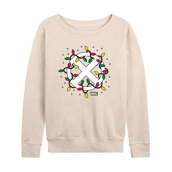 

Женская футболка с длинным рукавом и рождественской гирляндой с логотипом x-men Marvel, Beige