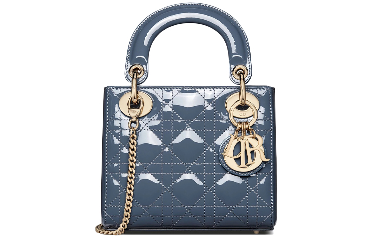 

DIOR Женская мини-сумка из лакированной кожи темного денимового синего