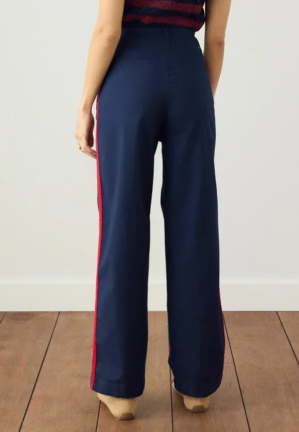 Брюки Next, Regular fit straight leg chinos with side stripes, темно-синий — фото 4