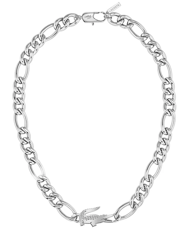 

Женское ожерелье из крокодиловой кожи с покрытием IP Lacoste, silver