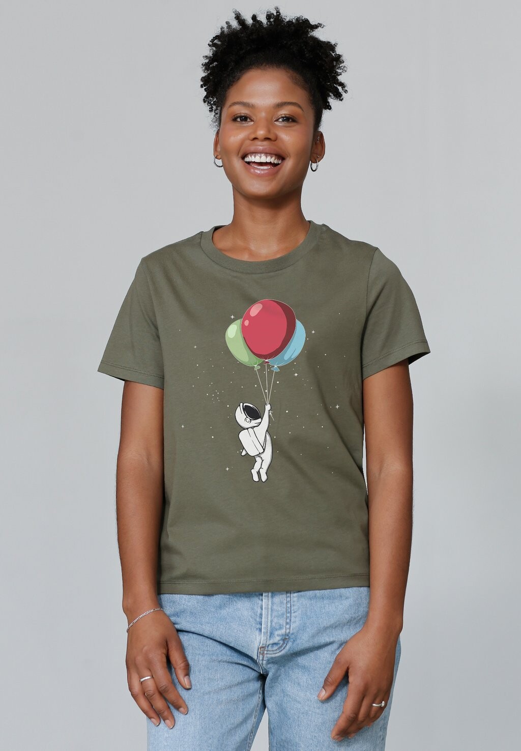 

Футболка с принтом LITTLE BALLOON ASTRONAUT watapparel, хаки