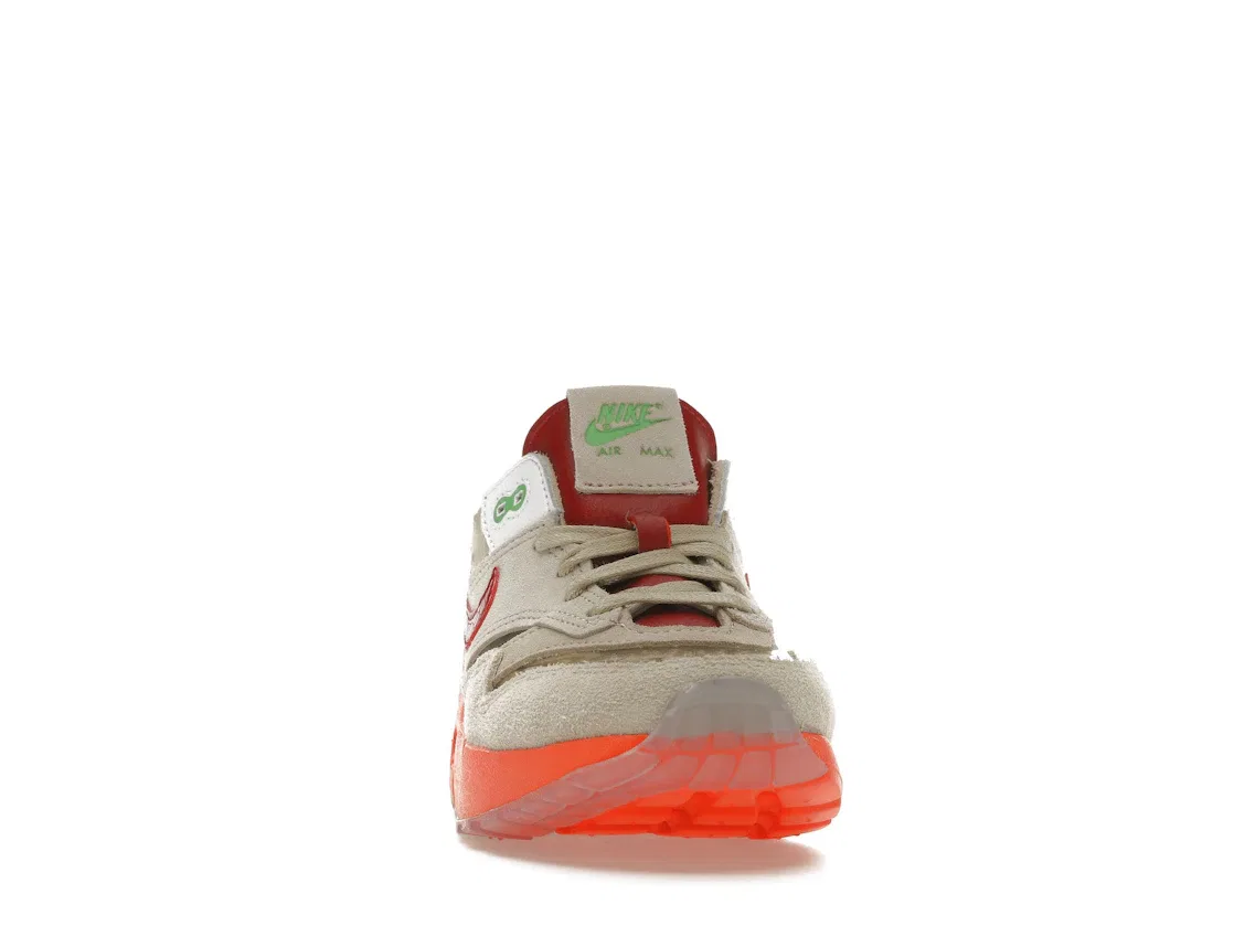 Детские кроссовки с прозрачным верхом Nike Air Max 1 CLOT Kiss of Death (2021) (PS) Nike, Net/Deep Red-Blaze Orange — фото 2