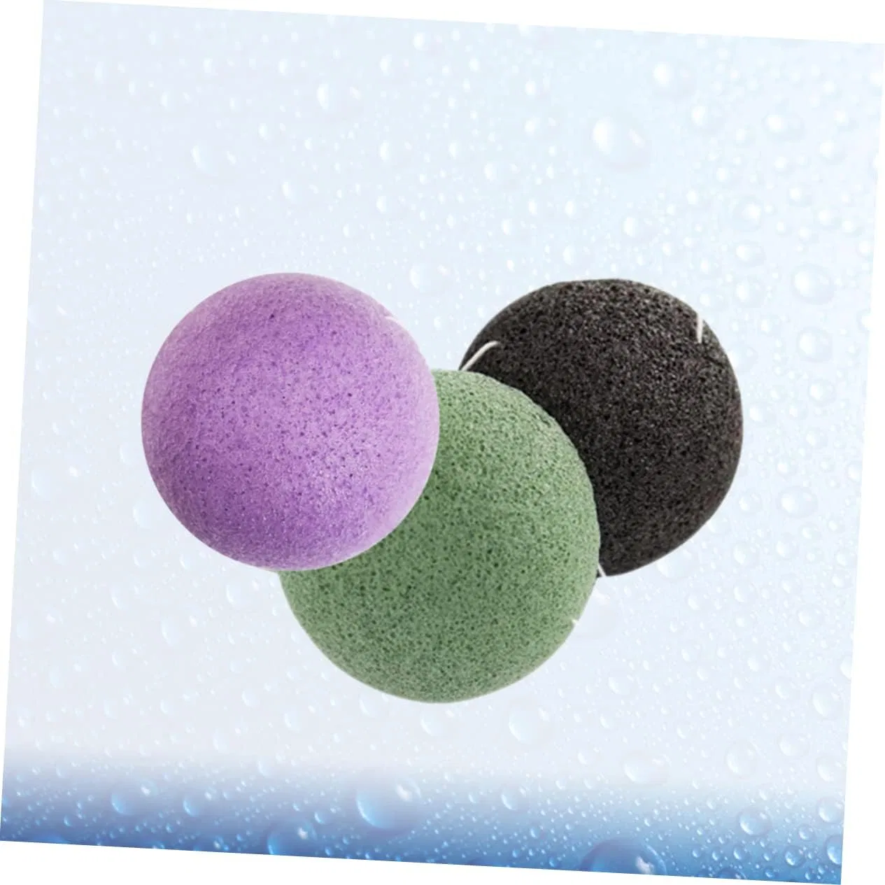 Набор круглых спонжей для лица, NIYANGLE, 3 шт, 7x7x3.5 см, Black, Green, Purple — фото 3
