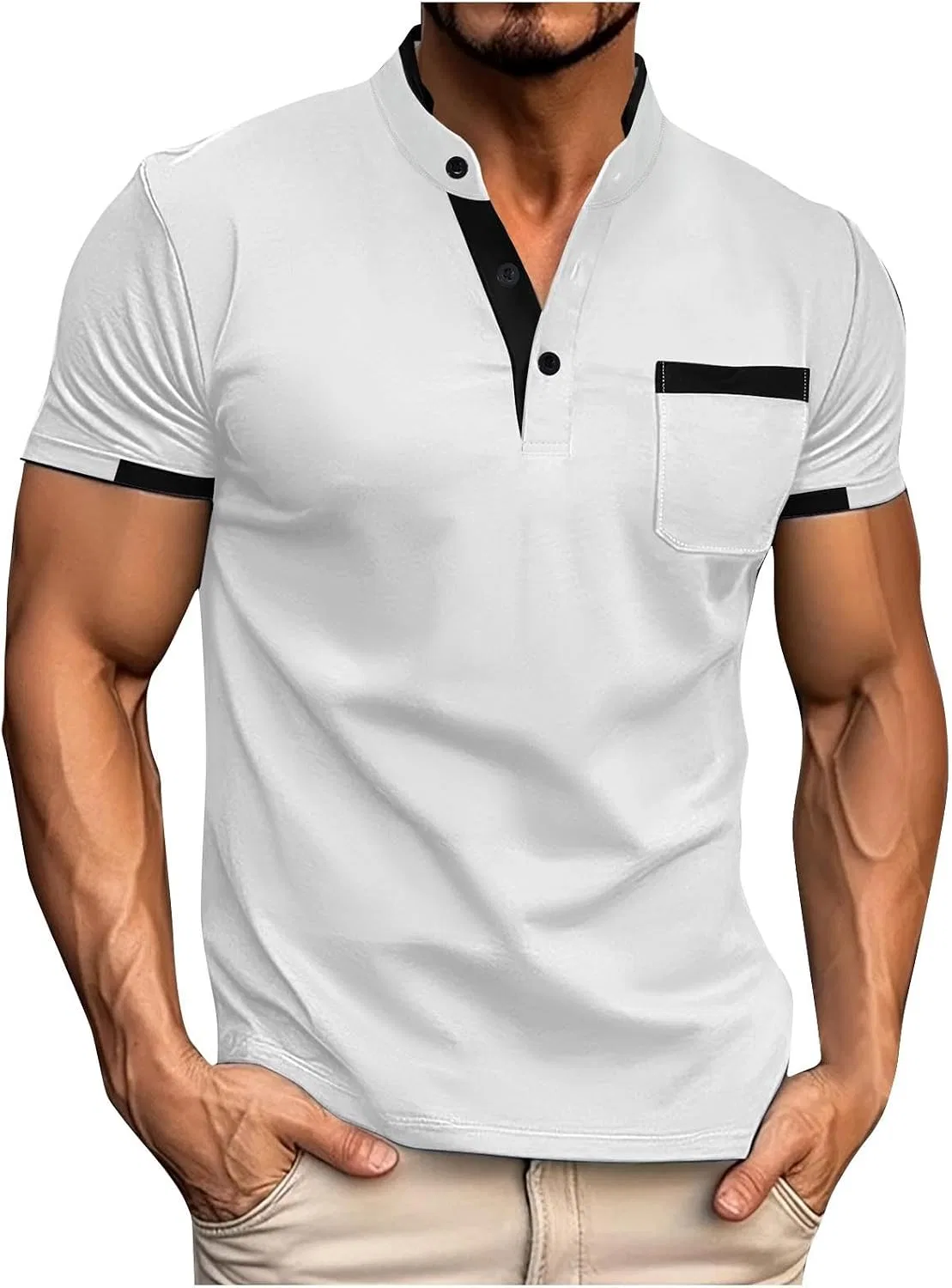 Мужская хенли футболка спортивная, White