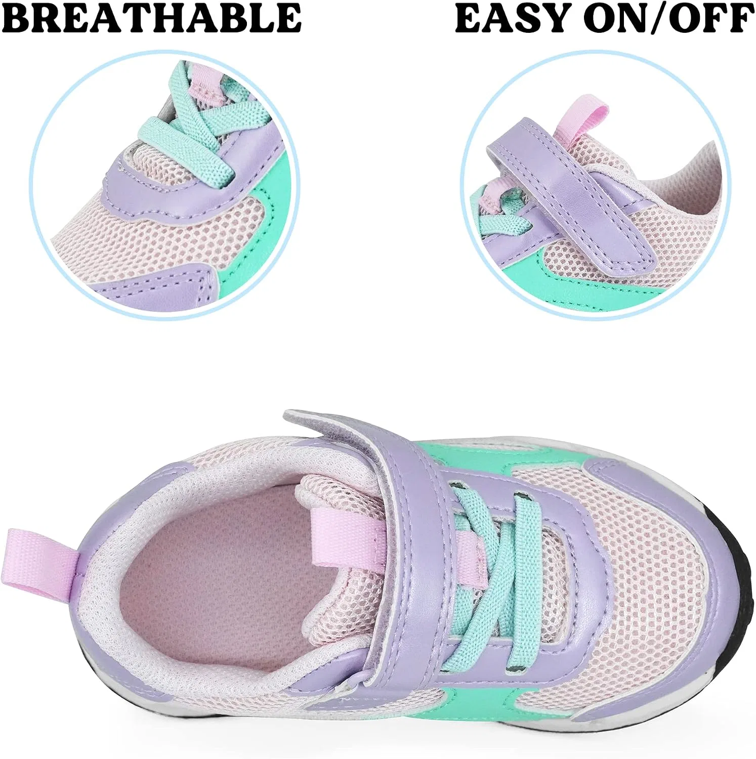 Детские кроссовки для девочек со светящейся подошвой YESKIS, Purple Girls Light Up Shoes — фото 3