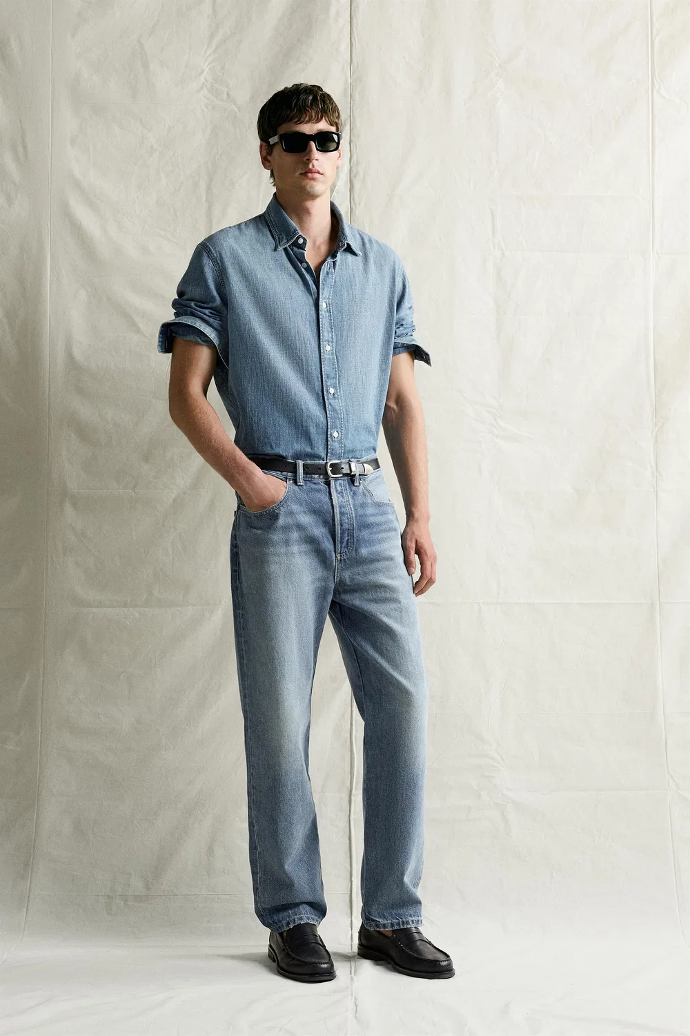 Свободные джинсы до щиколотки ZARA, Mid-blue