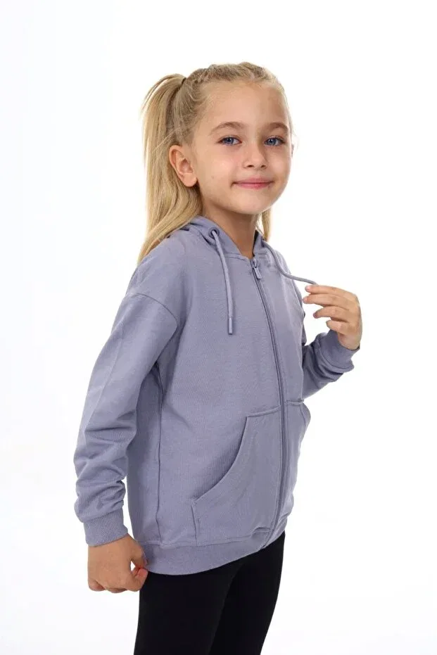 Детский кардиган для девочек с капюшоном Toontoy, Dark Gray — фото 2
