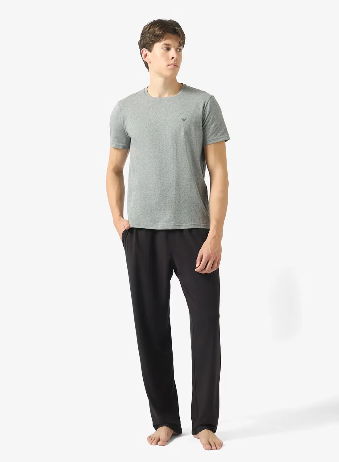 Футболка с логотипом, комплект из 2 штук, Emporio Armani, серый меланж — фото 4