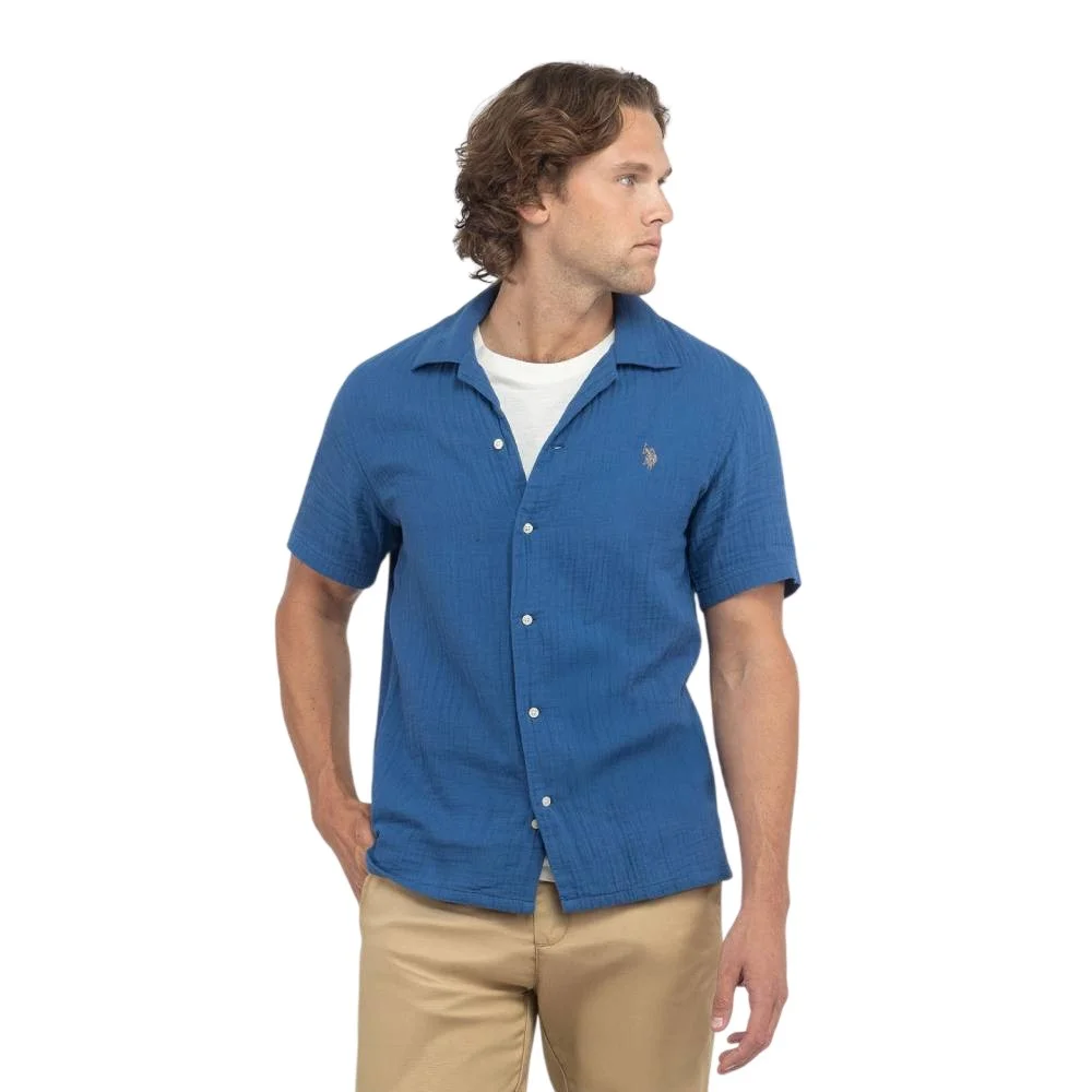 Мужская рубашка U.S. Polo Assn. White Label Double Gauze Camp, синий
