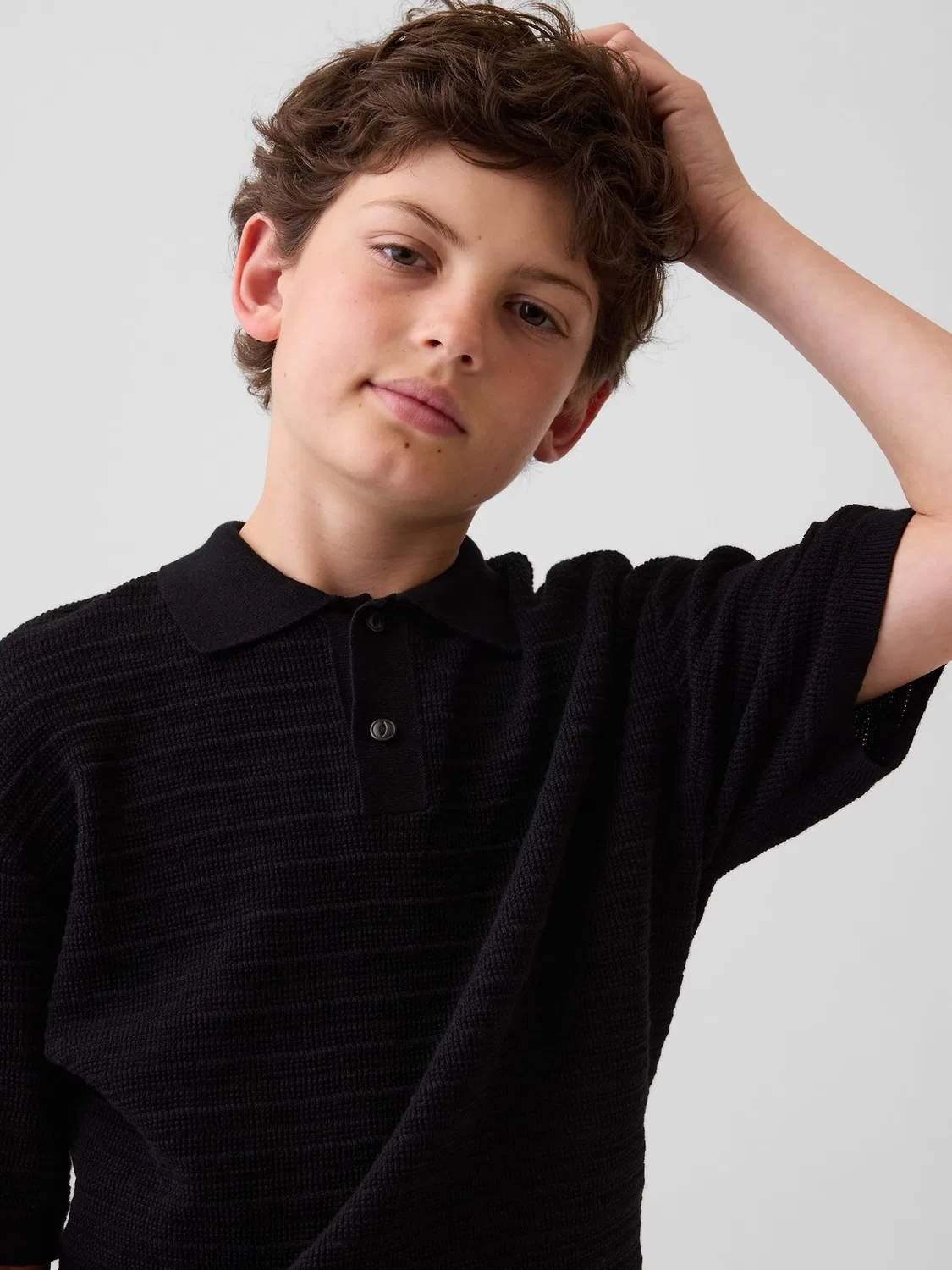 Повседневная рубашка-поло Gap Relaxed Polo Shirt, черный — фото 3