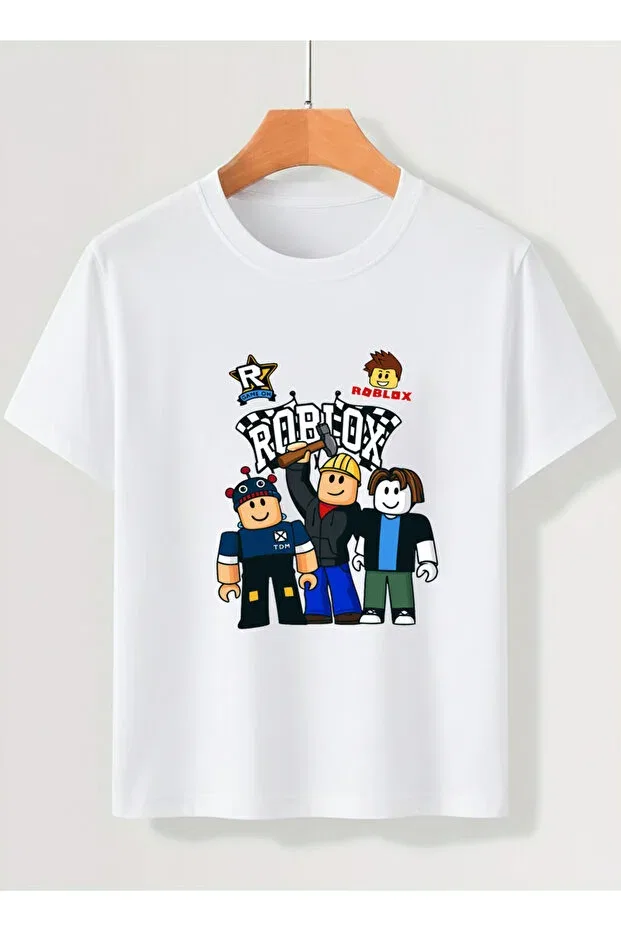 Детская футболка для мальчиков с принтом Roblox guys printed Let'S Wear, White