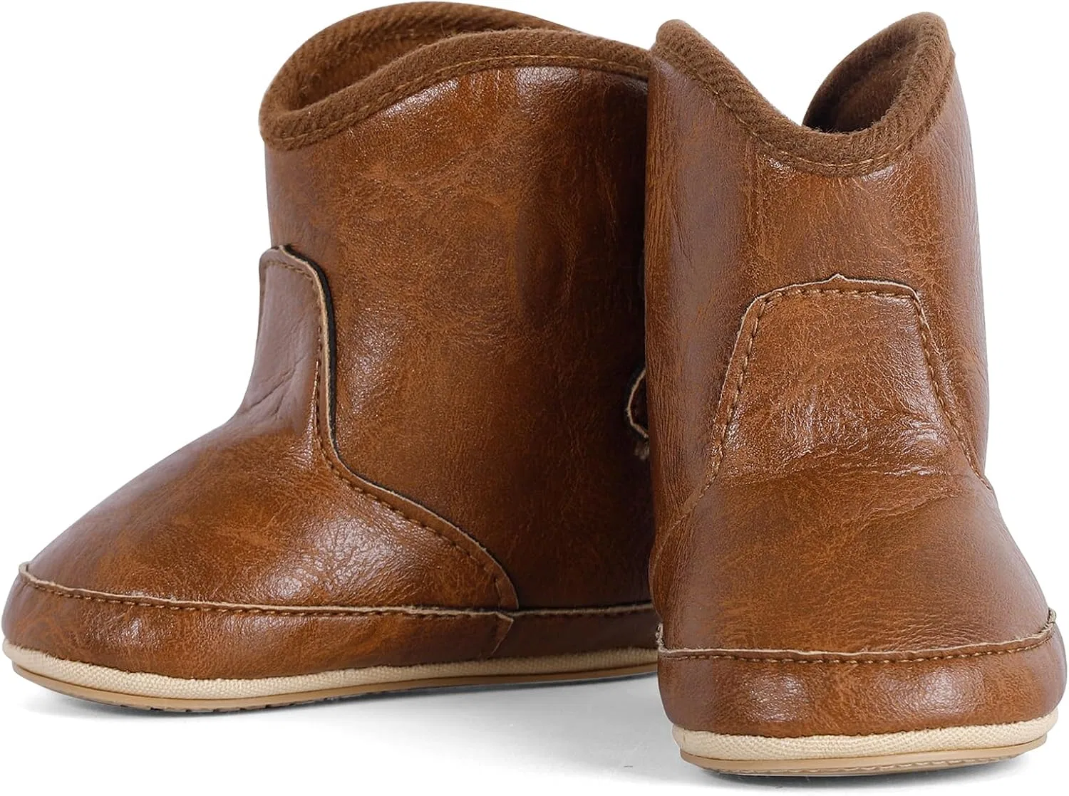 Детские ботинки для мальчиков с круглым носком Western Cowboy Boots ESTAMICO, Brown — фото 2