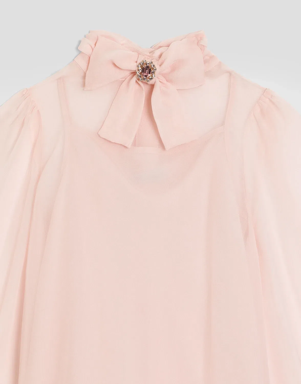 Шифоновая рубашка с бантом, Dolce&Gabbana, розовый — фото 3